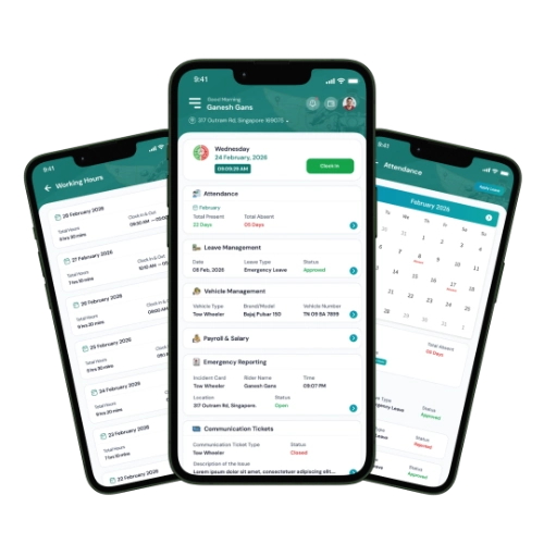 White label employee tracking app screens