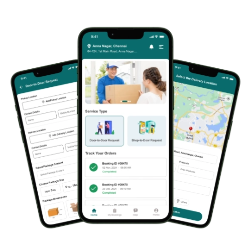 White label packers and movers app screens