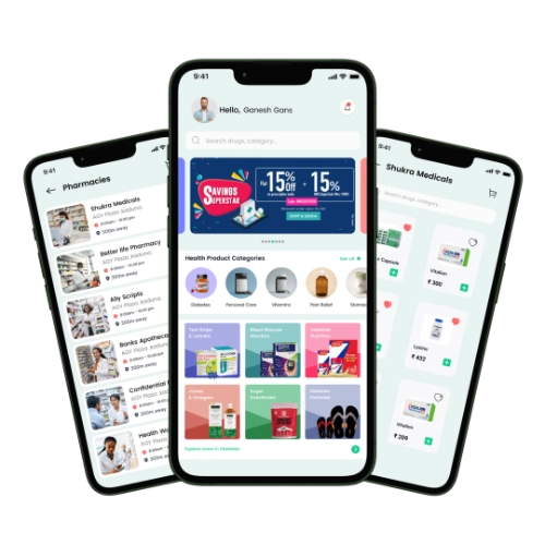 White label pharmacy delivery app screens