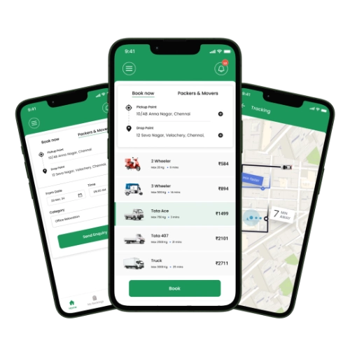 White label pickup and delivery app screens